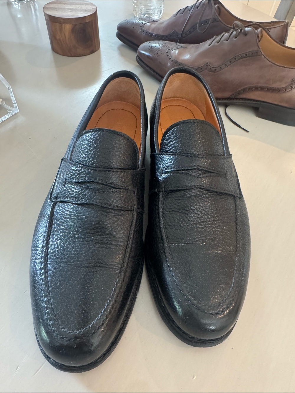 Classic Black Leather Penny Loafers for Men